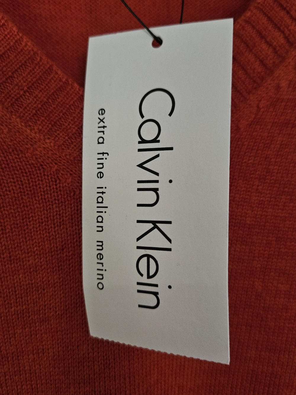 NWT Calvin Klein Men's Orange V-Neck Sweater - Picture 6 of 10